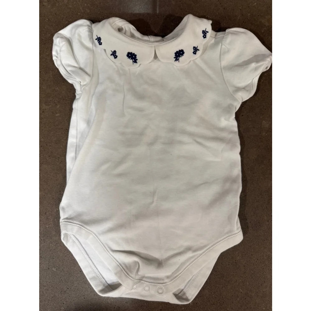 Baby Janie and Jack Bodysuit 18-24 Months White with Blue Flowers collar